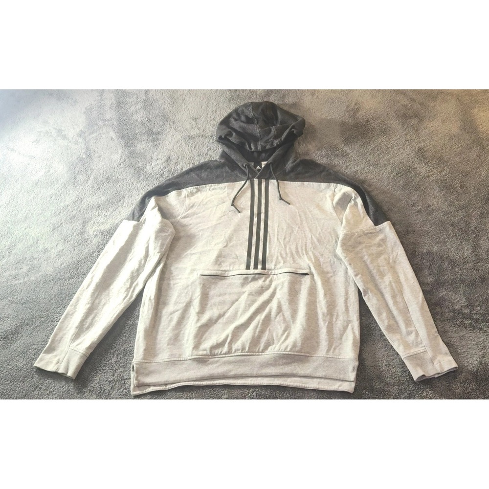 ADIDAS Zipper Pouch Pocket Hoodie Sweatshirt  Men's Large L Lightweight Gray